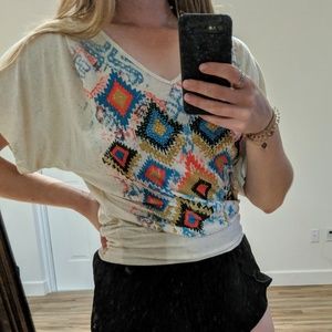 Tribal printed dolman top